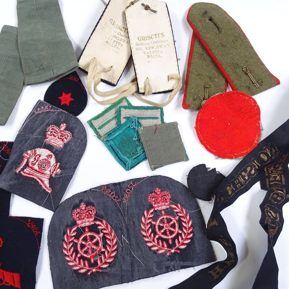 A collection of military cloth badges, epaulettes etc, including Navy cap bands from HMS Belfast, - Image 3 of 3