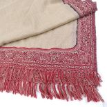 A Kashmir tasselled shawl with embroidered border