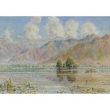 Dinanath Walli, pair of watercolours, Kashmir landscapes, 9" x 13", framed