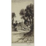 John Fullwood, pair of etchings, rural scenes, signed in pencil, plate size 10" x 5", framed