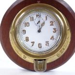 A rare Swiss brass-cased ship's bulkhead clock, by Doxa Watch Company Switzerland, 15 jewels and 5