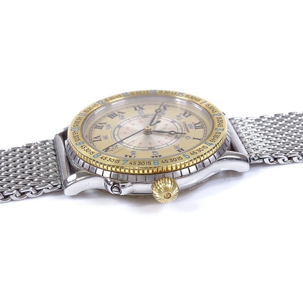 LONGINES - a Charles Lindbergh Hour Angle wristwatch, stainless steel case with gold bezel and - Image 3 of 5