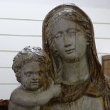 An Italian 18th century life-size carved and painted wood figure of the Virgin Mary and Christ,