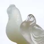 An French opalescent moulded glass dove, signed Red France, height 15cm, and a Sabino moulded