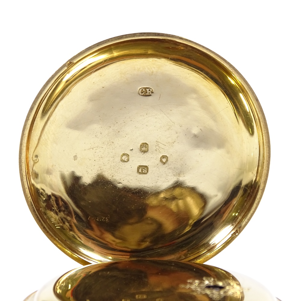 A 19th century 18ct gold open-face key-wind pocket watch, by M Lachlan & Son of London, with - Image 6 of 6