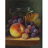 Raymond Campbell, oil on board, still life fruit and glass, signed, 10" x 7.5", framed