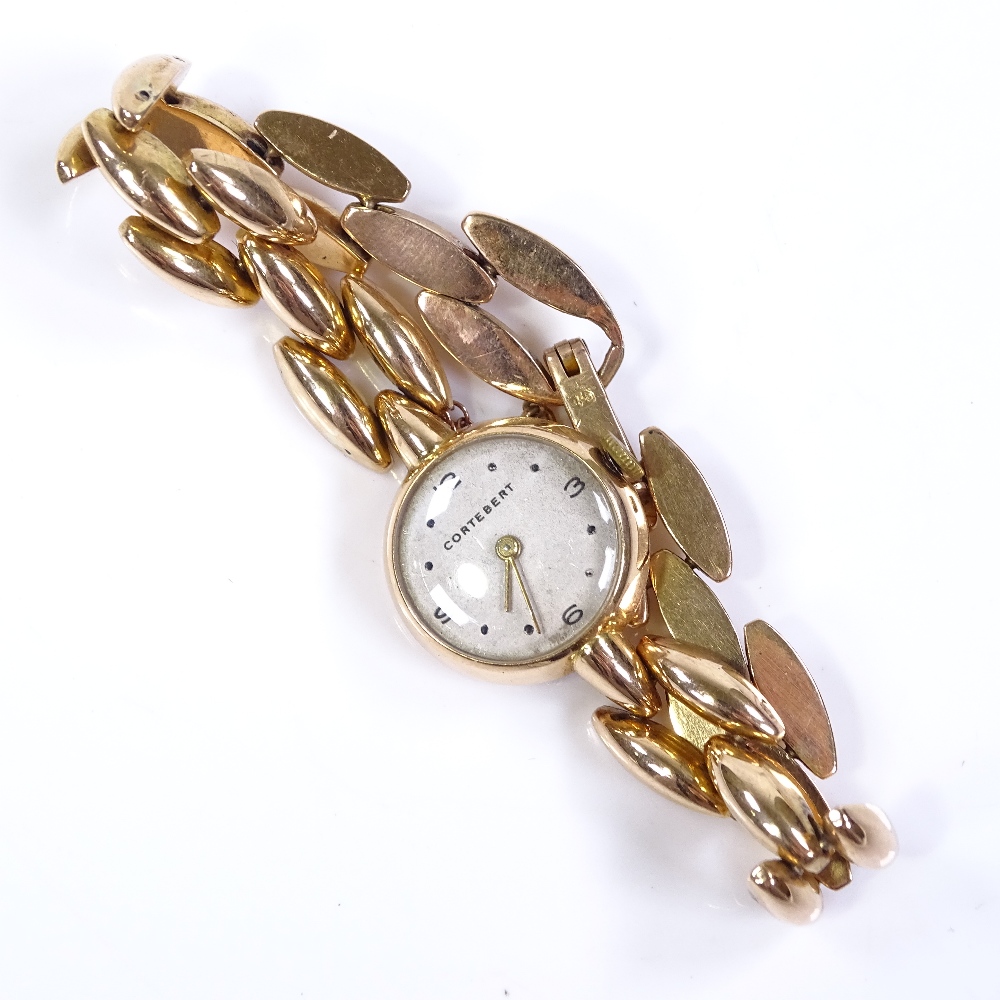 CORTEBERT - a lady's 18ct gold mechanical cocktail wristwatch, 16 ruby movement with quarterly - Image 2 of 5