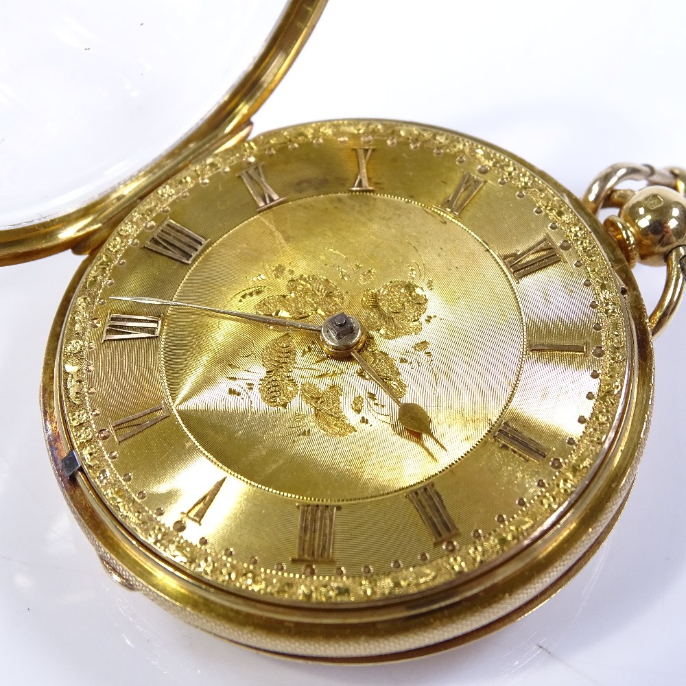 A 19th century 18ct gold open-face key-wind pocket watch, by M Lachlan & Son of London, with - Image 4 of 6