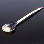 An Ottoman sweet spoon with horn bowl and ivory handle, length 24cm