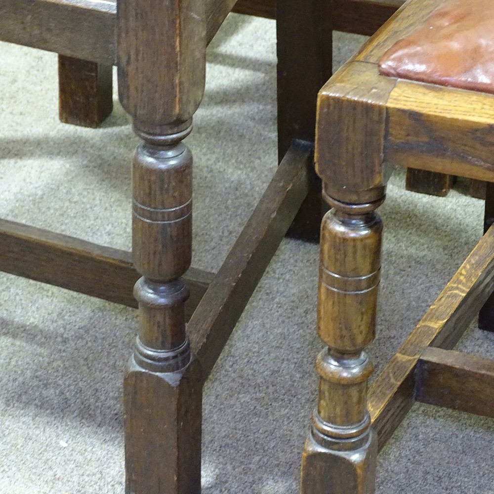 A set of 6 Liberty Culloden Arts and Crafts oak dining chairs, comprising 4 side chairs and 2 - Image 4 of 4