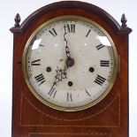 An Edwardian inlaid mahogany-cased dome-top mantel clock, painted dial with 8-day movement chiming