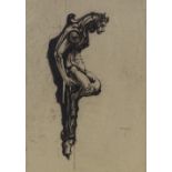 David Young Cameron, drypoint etching, gargoyle ornament, 15" x 8.5", framed
