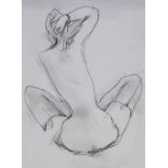 Peter Collins, pencil drawing, seated figure, 9.5" x 7", framed