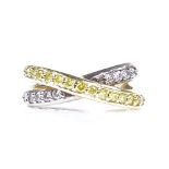 A 14ct yellow and white gold 2-colour diamond cross ring, setting height 7.8mm, size M, 8g