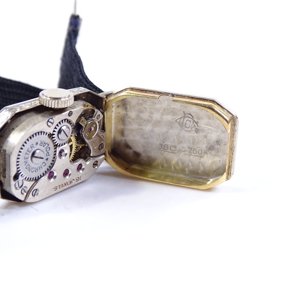 A lady's 18ct white gold Polar Chronometer cocktail wristwatch, 16 jewel mechanical movement with - Image 5 of 5