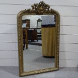 A 19th century gilt-gesso framed wall mirror, with acanthus pediment, height 4'10, width 2'11"