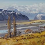Aston Greathead (New Zealand artist), oil on board, Mount Cook landscape, signed, 15" x 21", framed