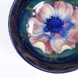 Moorcroft Pottery Blue/Green Hibiscus pattern bowl, 11cm across