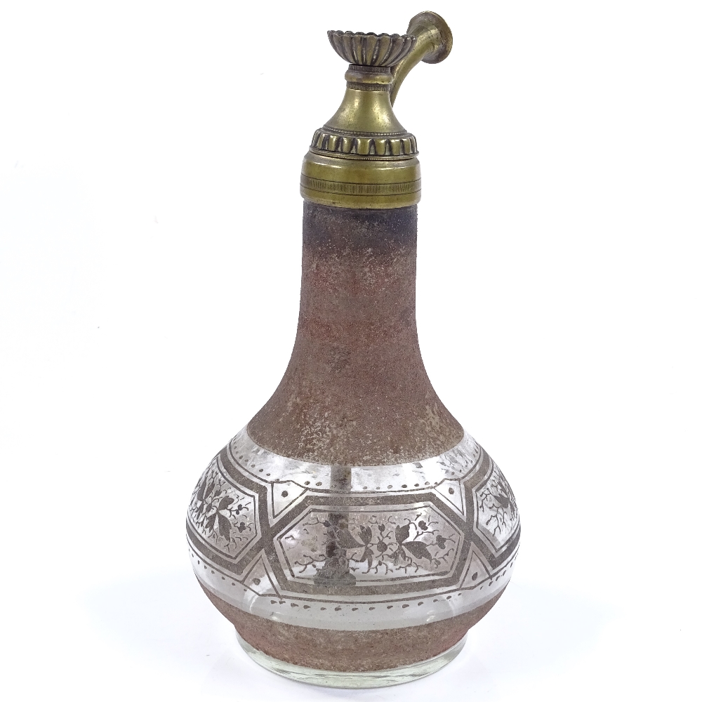 A Turkish 19th century Beykoz Nargile pipe base, height 24cm - Image 2 of 3