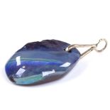 A Boulder opal pendant, on unmarked gold mount, opal measures: length 24.1mm, width 16.5mm, depth