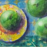 Andy Waite, watercolour, still life, apples, signed with monogram, 12" x 17", framed