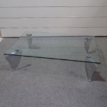 A Flipper coffee table by Matthew Hilton for SCP, glass and aluminium, with SCP marks to the