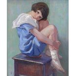 Harry John Pearson RBA (1872 - 1933), oil on panel, girl in blue, 15.5" x 12.5", framed