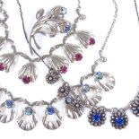 Silver and blue stone necklace, by Hans Jensen, another by Hermann Siersbol, and a silver stone