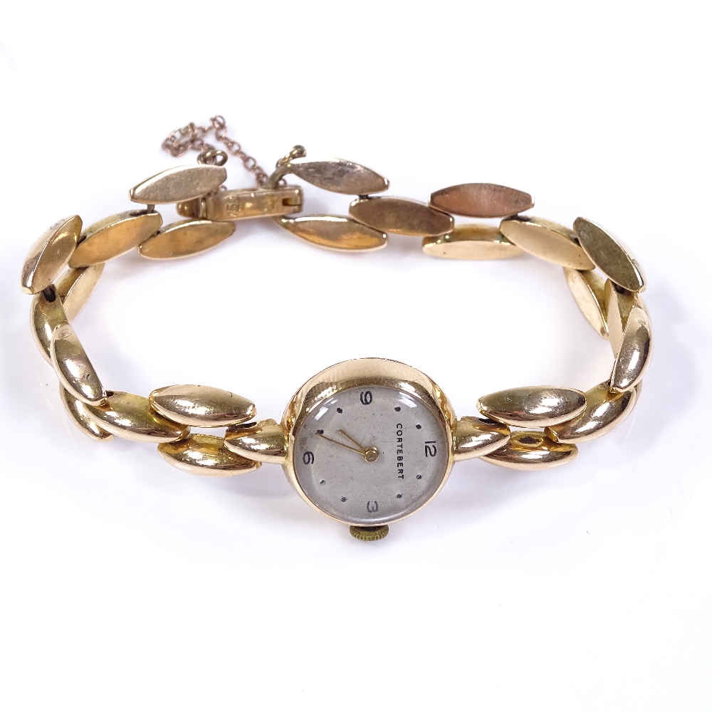 CORTEBERT - a lady's 18ct gold mechanical cocktail wristwatch, 16 ruby movement with quarterly - Image 5 of 5