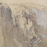 Charles Knight, pencil/watercolour, rocks in Cheddar Gorge, signed, 12.5" x 9", framed