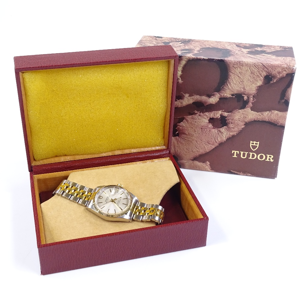 TUDOR - a Prince Oysterdate automatic wristwatch, bi-metal case by Rolex with fluted bezel, baton - Image 5 of 5