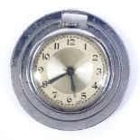 An Art Deco chrome-cased open-face fob watch, with stepped case and Arabic numerals, case width 44mm