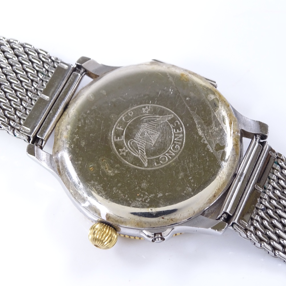 LONGINES - a Charles Lindbergh Hour Angle wristwatch, stainless steel case with gold bezel and - Image 5 of 5