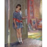 Harry John Pearson RBA (1872 - 1933), oil on canvas, girl in an interior, 20" x 16", framed