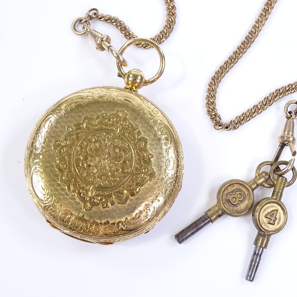 A 19th century 18ct gold open-face key-wind pocket watch, by M Lachlan & Son of London, with - Image 3 of 6