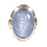 A foreign gold blue spinel dress ring, setting height 21.8mm, size N, 9.5g
