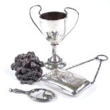 Various silverware, including chatelaine mirror, evening purse etc (4)