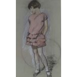 Harry John Pearson RBA (1872 - 1933), charcoal/chalk, study of a girl with a hoop, 18" x 10.5",
