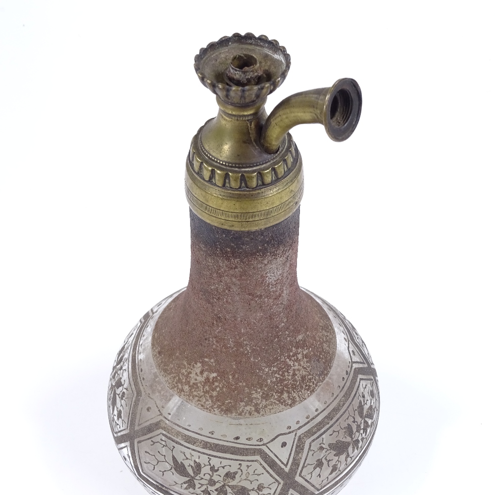 A Turkish 19th century Beykoz Nargile pipe base, height 24cm - Image 3 of 3