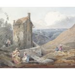 Johann Baptist Marzohl (1792 - 1863), watercolour, mountain view Switzerland, 4.5" x 7.5", unframed