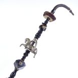A 19th century Austro-Hungarian military hookah pipe with brass plaque, nickel plate horse and