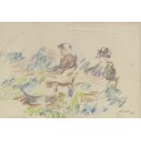 Philip Moysey (1912 - 1992), 2 pastel drawings, hop pickers, signed and dated 1946, 7.5" x 10.5",