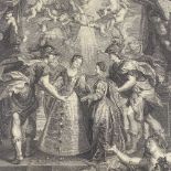 Jean Marc Nattier (1685 - 1766), engraving after Rubens, l'echange des deux reines, 18th century,