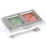 A late Victorian silver double postage stamp box, by Grey & Co, hallmarks Birmingham 1898, length