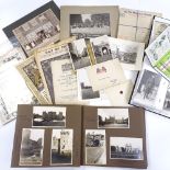 A collection of early 20th century postcards, photographs, historical newspapers etc