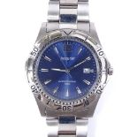 ACCURIST - a stainless steel quartz wristwatch, blue dial with tapered baguette baton hour markers