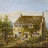 W P Rowbotham, oil on panel, country cottage, 8" x 12", framed