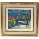 Lawrence Gowing RA (1918 - 1991), oil on board, the jetty, 9" x 10.5", framed