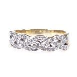 A 9ct gold diamond interwoven dress ring, setting height 5.6mm, size R, 3.6g