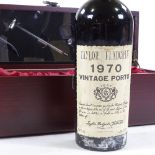 A bottle of Taylor Fladgat 1970 Vintage Port, in presentation box